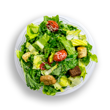 Nutritional image of kale caesar salad in chef-designed salads table