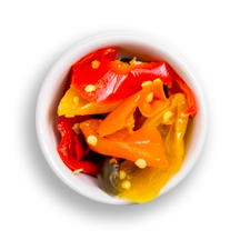 Nutritional image of fiery pickled sweet peppers in the build your own salad table