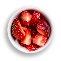Nutritional image of strawberries in the hot cereal bar table